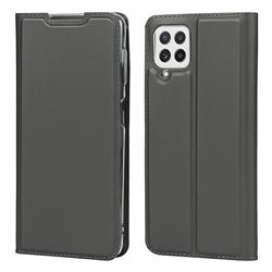 Ultra Slim Card Magnetic Automatic Suction Leather Wallet Case for Samsung Galaxy A22 4G - Star Grey