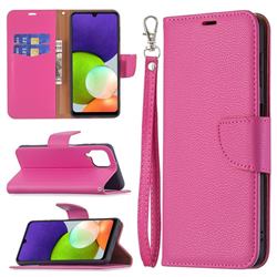 Classic Luxury Litchi Leather Phone Wallet Case for Samsung Galaxy A22 4G - Rose