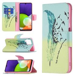 Feather Bird Leather Wallet Case for Samsung Galaxy A22 4G