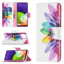 Seven-color Flowers Leather Wallet Case for Samsung Galaxy A22 4G