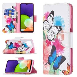 Vivid Flying Butterflies Leather Wallet Case for Samsung Galaxy A22 4G