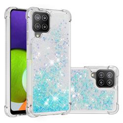 Dynamic Liquid Glitter Sand Quicksand TPU Case for Samsung Galaxy A22 4G - Silver Blue Star