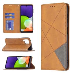 Prismatic Slim Magnetic Sucking Stitching Wallet Flip Cover for Samsung Galaxy A22 4G - Yellow