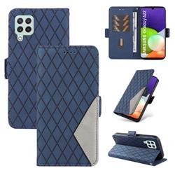 Grid Pattern Splicing Protective Wallet Case Cover for Samsung Galaxy A22 4G - Blue