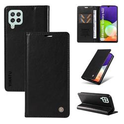 YIKATU Litchi Card Magnetic Automatic Suction Leather Flip Cover for Samsung Galaxy A22 4G - Black