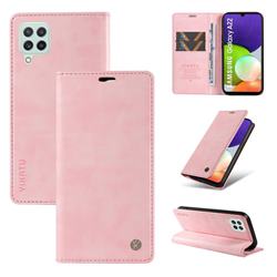 YIKATU Litchi Card Magnetic Automatic Suction Leather Flip Cover for Samsung Galaxy A22 4G - Pink