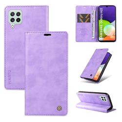 YIKATU Litchi Card Magnetic Automatic Suction Leather Flip Cover for Samsung Galaxy A22 4G - Purple