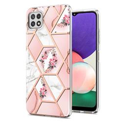 Pink Flower Marble Electroplating Protective Case Cover for Samsung Galaxy A22 5G