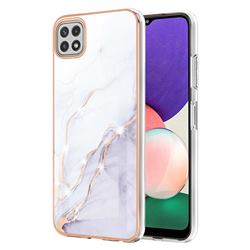 White Dreaming Electroplated Gold Frame 2.0 Thickness Plating Marble IMD Soft Back Cover for Samsung Galaxy A22 5G