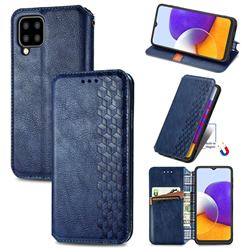 Ultra Slim Fashion Business Card Magnetic Automatic Suction Leather Flip Cover for Samsung Galaxy A22 5G - Dark Blue