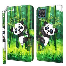 Climbing Bamboo Panda 3D Painted Leather Wallet Case for Samsung Galaxy A22 5G