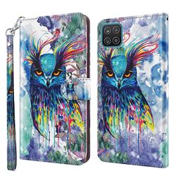 Watercolor Owl 3D Painted Leather Wallet Case for Samsung Galaxy A22 5G