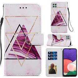 Three-color Marble Smooth Leather Phone Wallet Case for Samsung Galaxy A22 5G