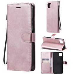 Retro Greek Classic Smooth PU Leather Wallet Phone Case for Samsung Galaxy A22 5G - Rose Gold