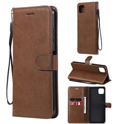 Retro Greek Classic Smooth PU Leather Wallet Phone Case for Samsung Galaxy A22 5G - Brown