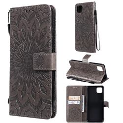 Embossing Sunflower Leather Wallet Case for Samsung Galaxy A22 5G - Gray