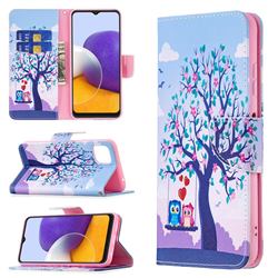 Tree and Owls Leather Wallet Case for Samsung Galaxy A22 5G