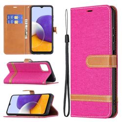Jeans Cowboy Denim Leather Wallet Case for Samsung Galaxy A22 5G - Rose
