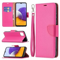 Classic Luxury Litchi Leather Phone Wallet Case for Samsung Galaxy A22 5G - Rose