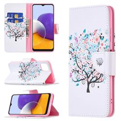 Colorful Tree Leather Wallet Case for Samsung Galaxy A22 5G