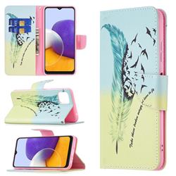 Feather Bird Leather Wallet Case for Samsung Galaxy A22 5G