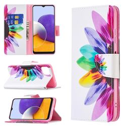 Seven-color Flowers Leather Wallet Case for Samsung Galaxy A22 5G