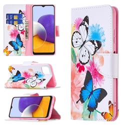 Vivid Flying Butterflies Leather Wallet Case for Samsung Galaxy A22 5G