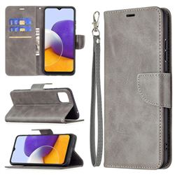 Classic Sheepskin PU Leather Phone Wallet Case for Samsung Galaxy A22 5G - Gray