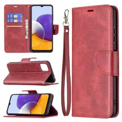 Classic Sheepskin PU Leather Phone Wallet Case for Samsung Galaxy A22 5G - Red