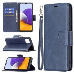 Classic Sheepskin PU Leather Phone Wallet Case for Samsung Galaxy A22 5G - Blue