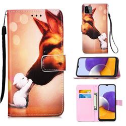 Hound Kiss Matte Leather Wallet Phone Case for Samsung Galaxy A22 5G