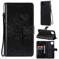 Embossing Butterfly Tree Leather Wallet Case for Samsung Galaxy A22 5G - Black