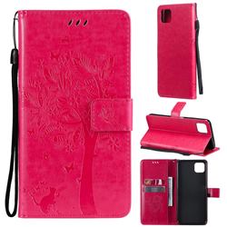 Embossing Butterfly Tree Leather Wallet Case for Samsung Galaxy A22 5G - Rose