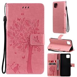 Embossing Butterfly Tree Leather Wallet Case for Samsung Galaxy A22 5G - Pink