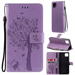 Embossing Butterfly Tree Leather Wallet Case for Samsung Galaxy A22 5G - Violet