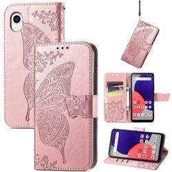 Embossing Mandala Flower Butterfly Leather Wallet Case for Samsung Galaxy A22 5G - Rose Gold