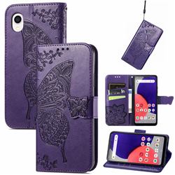 Embossing Mandala Flower Butterfly Leather Wallet Case for Samsung Galaxy A22 5G - Dark Purple