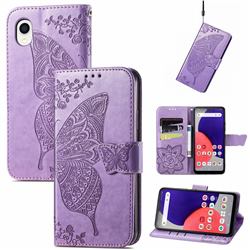Embossing Mandala Flower Butterfly Leather Wallet Case for Samsung Galaxy A22 5G - Light Purple
