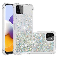 Dynamic Liquid Glitter Sand Quicksand Star TPU Case for Samsung Galaxy A22 5G - Silver