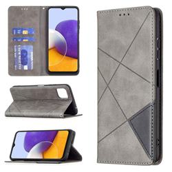Prismatic Slim Magnetic Sucking Stitching Wallet Flip Cover for Samsung Galaxy A22 5G - Gray