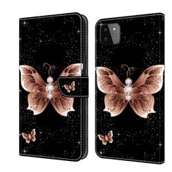 Black Diamond Butterfly Crystal PU Leather Protective Wallet Case Cover for Samsung Galaxy A22 5G