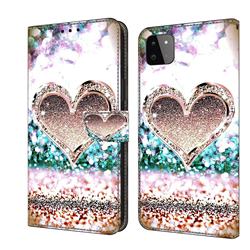 Pink Diamond Heart Crystal PU Leather Protective Wallet Case Cover for Samsung Galaxy A22 5G