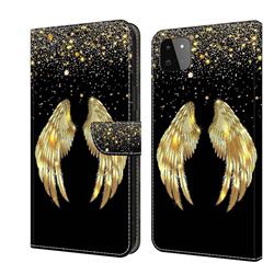 Golden Angel Wings Crystal PU Leather Protective Wallet Case Cover for Samsung Galaxy A22 5G