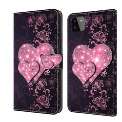 Lace Heart Crystal PU Leather Protective Wallet Case Cover for Samsung Galaxy A22 5G