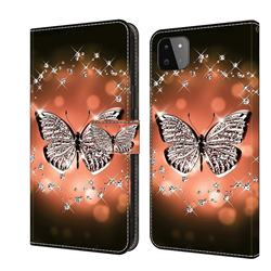 Crystal Butterfly Crystal PU Leather Protective Wallet Case Cover for Samsung Galaxy A22 5G