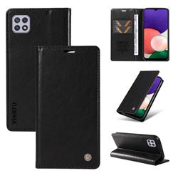 YIKATU Litchi Card Magnetic Automatic Suction Leather Flip Cover for Samsung Galaxy A22 5G - Black