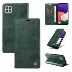 YIKATU Litchi Card Magnetic Automatic Suction Leather Flip Cover for Samsung Galaxy A22 5G - Green