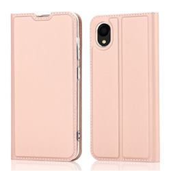 Ultra Slim Card Magnetic Automatic Suction Leather Wallet Case for Samsung Galaxy A22 5G(Japan, SC-56B) - Rose Gold