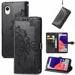 Embossing Imprint Mandala Flower Leather Wallet Case for Samsung Galaxy A22 5G(Japan, SC-56B) - Black