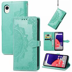 Embossing Imprint Mandala Flower Leather Wallet Case for Samsung Galaxy A22 5G(Japan, SC-56B) - Green